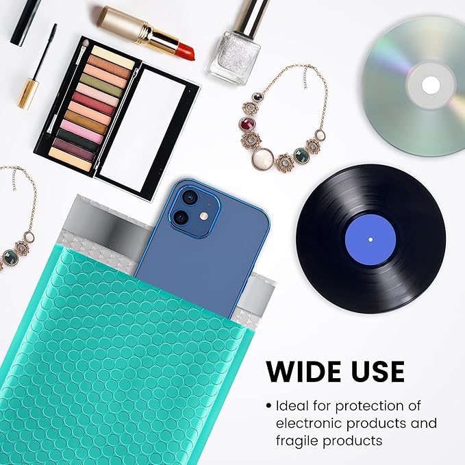 Fuxury 500 Pack Teal Bubble Mailers 6x10 Inch, Small Bubble Shipping Envelopes#0 Thick Bubble Padded Mailer Strong Adhesion Padded Envelopes for Mailing Jewelry,Makeup