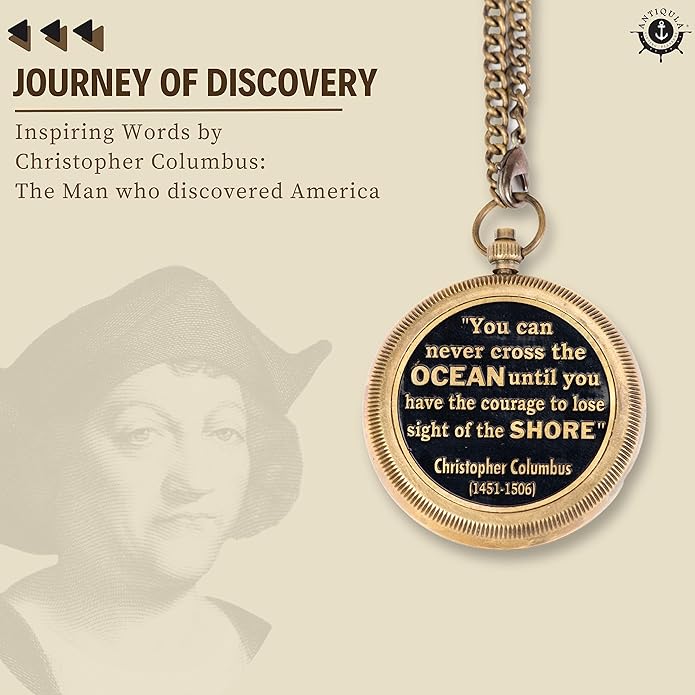 Brass Compass with Wooden Box - Graduation Gifts, Pirate Accessories & Baptism Gift For Boys, Steampunk Travel Decor Compasses For Missionary, Inspirational and Sentimental Compass