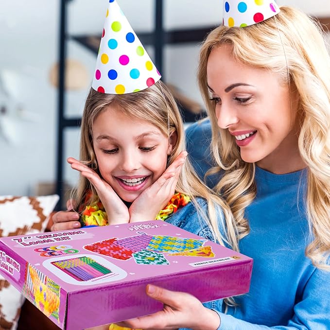 PREBOX Weaving Loom Kit Toys for Kids and Adults, Potholder Loops Crafts for Girls Ages 6 7 8 9 10 11 12, 7" Pot Holder Loom Knitting Kits and Gifts for Kids and Beginners, Make 6 Masterpieces