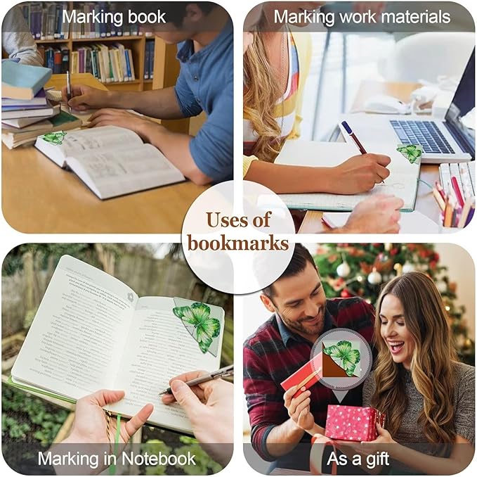 Leather Butterfly Corner Bookmarks, Cute Square Page Book Marks for Women Girls Kids 4 Pcs Book Accessories for Book Lovers（Butterfly）