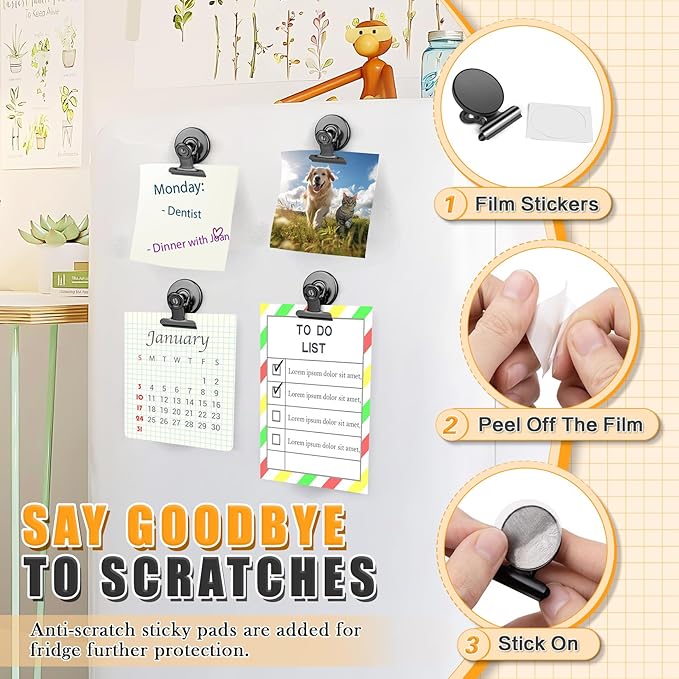 Grtard 100pack Magnetic Clips Heavy Duty, Black Magnet Clips for Fridge, Refrigerator Magnets, Scratch Free Magnets with Clip, Strong Magnetic Clip for Refrigerator, Whiteboard, Locker, Cruise