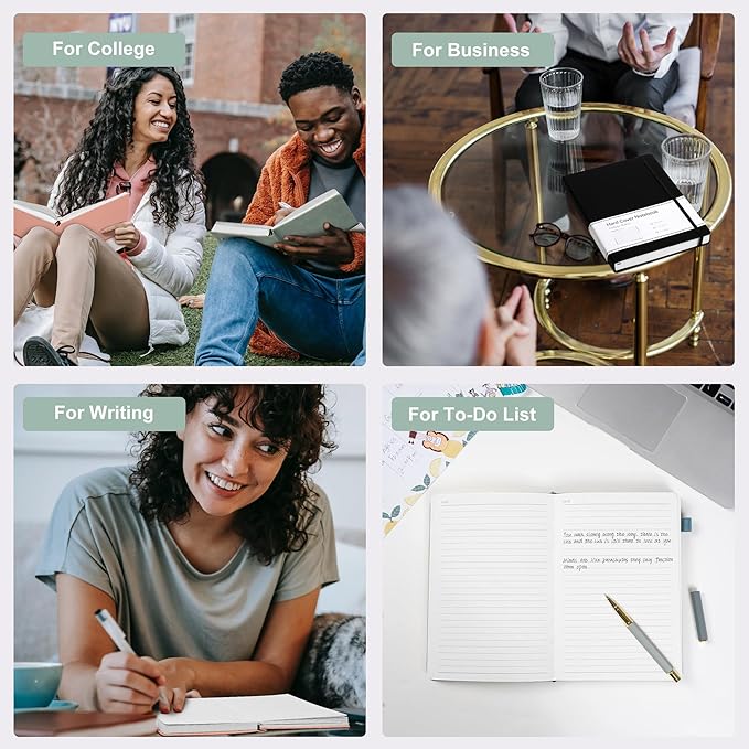 CAGIE Journal Notebook for Men Women 320 Pages Journaling Notebooks Leather Journals for Writing Hardcover for Work Diary Lined A5, Black