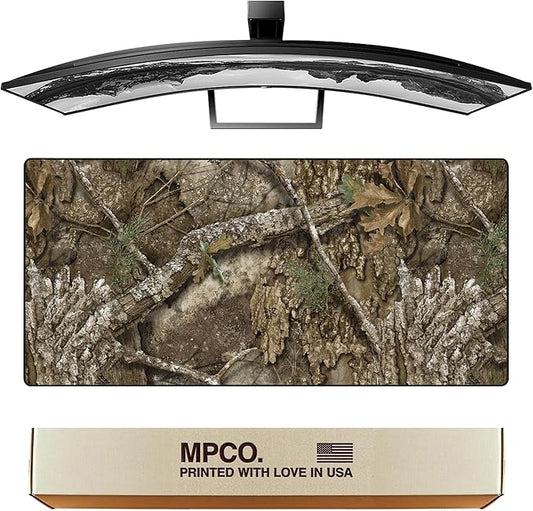 MPCO. Real Tree Large Gaming Desk Pad - 36" x 17" Duraglyde Fabric APX – Without Logo Desk Mats - Non-Slip, Washable, Smooth Glide for Precision Gaming & Work