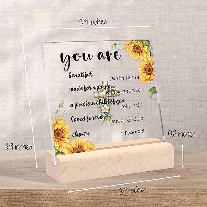 Christian Gifts for Women Men, Religious Gifts for Women Inspirational Gifts Scripture Gifts Clear Desk Decorative Sign Christian Spiritual Baptism Gifts for Woman Man