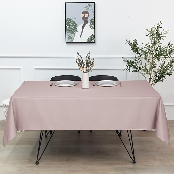sancua Rectangle Tablecloth - 54 x 120 Inch - Stain and Wrinkle Resistant Washable Polyester Table Cloth, Decorative Fabric Table Cover for Dining Tables, Buffet Parties and Camping, Blush