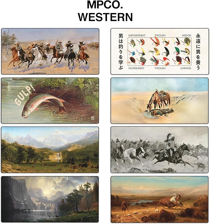 MPCO. Western Large Gaming Desk Pad - 36" x 17" Aeroglyde Fabric Landers-Peak Desk Mats - Non-Slip, Washable, Smooth Glide for Precision Gaming & Work