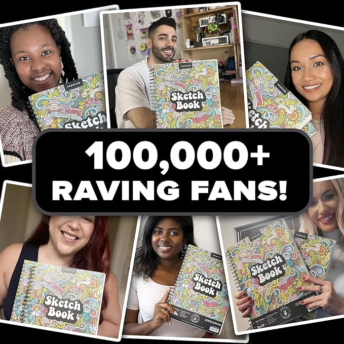 Marker Sketch Book Pack, 9 x 12 Inches Spiral-Bound Sketchpad, 2 Pads, 100 Sheets, 65lb Paper for Drawing and Markers, Ideal for Adults and Artists