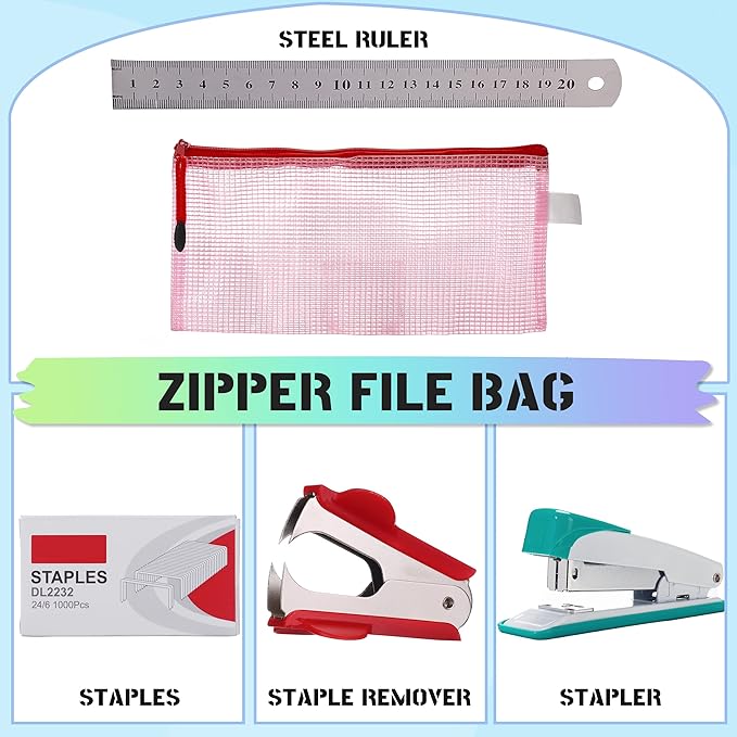 Ludato 39pcs Office Supplies Set - Desk Accessory Kit with Pen Holder Stapler Staples Staple Remover and Paper Clips - Complete Office Stationery Set for Home or Work