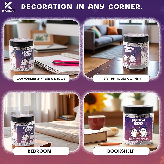 Positive Ghost Affirmation Jar – Emotional Support Ghosts Jar, Boo Basket Stuffers for Women, Teens, Funny Halloween Gifts for Women, Kids, Teens, – Cute Halloween Basket Stuffers Ideas