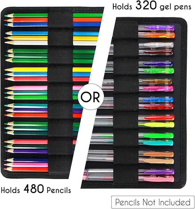 YOUSHARES Big Capacity Colored Pencil Case - 480 Slots large Pen Case Organizer with Multilayer Holder for Prismacolor Colored Pencils & Gel Pen (Orchid)