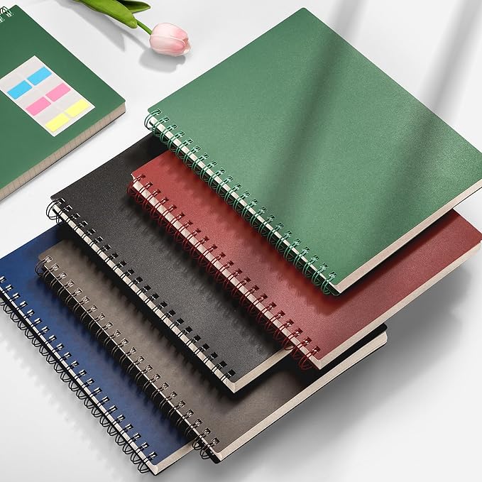 AHGXG Spiral Notebook College Ruled - Spiral Journal Notebook 8.5" x 11" Large A4, 300 Pages Lined Journal, 100GSM Thick Paper, Plastic Hardcover, for Women Men Office School Writing Work, Green