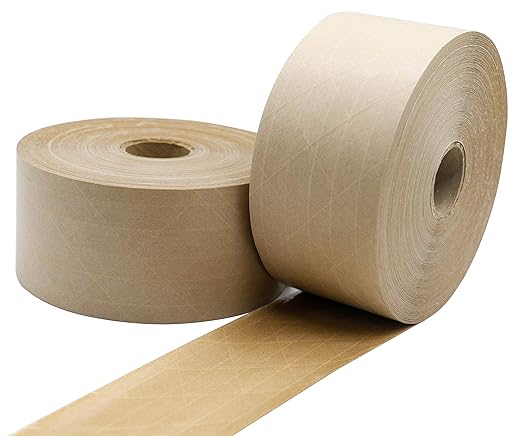 BOMEI PACK Reinforced Water Activated Gummed Kraft Paper Tape, 2 Pack 2.75 inch x 380 ft, for Heavy Duty Secure Packing Shipping