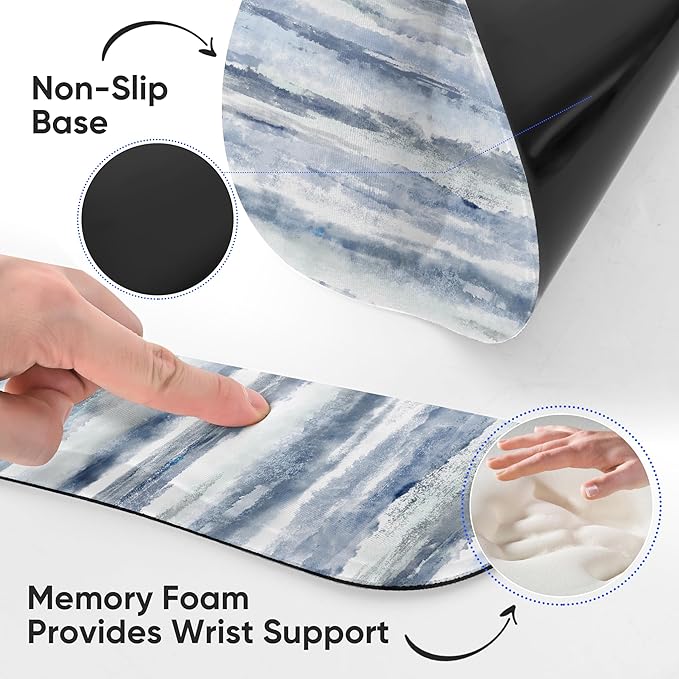 Ergonomic Keyboard Mouse Pad Wrist Rest Support Set for Laptop/Computer/Desktop,Memory Foam Hand Rest Wrist Cushion for Gaming/Office,Lightweight Comfortable & Pain Relief (Ink Painting)