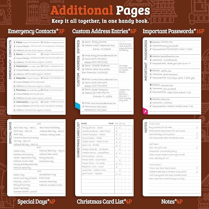 Address Book with Colorful Alphabetical Tabs (4.7" X 6.2") – Telephone Address Contact Book for Seniors, Address Book with Space for Website Address and Internet Passwords (Sienna)