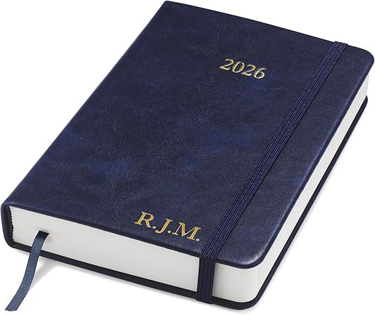 Wykeham's Executive 2026 Daily Journal Planner – US Public Holidays & Format – Customization Available (Personalized Royal Blue, 6”×4.5”)