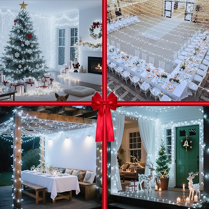 1500 LED 470FT Christmas Lights Outdoor, Christmas String Fairy Lights with Timer & Memory, Waterproof 12 Modes Dimmable Twinkle Tree Lights for Home Patio Wedding Party Yard Xmas Decor, Cool White