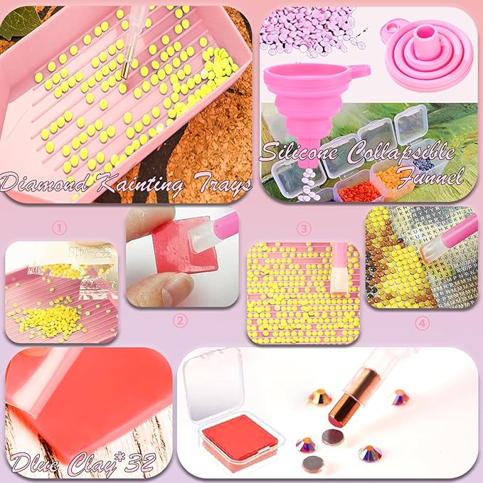 NLXCXUCY 158Pcs Diamond Art Accessories Kit All Inclusive Diamond Painting Tool Set with A4 Diamond Painting Light Pad,Diamond Art Sealer Glue,Diamond Correction,Pens Storage Box for DIY Craft