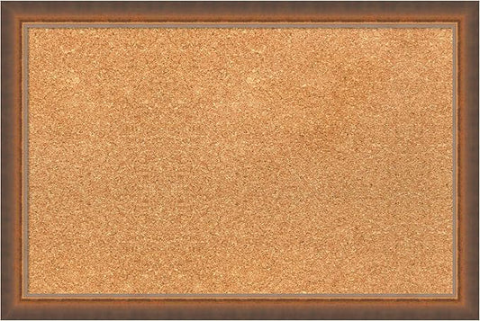Amanti Art Natural Cork Board for Wall, 16x24 Vision Board with Bronze Frame, Small Corkboard Office Decor for Home Organization, Modern Corkboard Pinboard to Display Items for Home Organization in