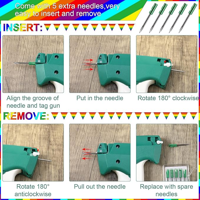 Chumia 3576 Pcs Stitch Tag Gun for Clothes, Quick Clothing Fixer, Tagging Gun with 3000 Barbs, 5 Needles and 100 Price Tags, Sewing Kit for Retail Stores, Garage Yard Sales(Colorful)