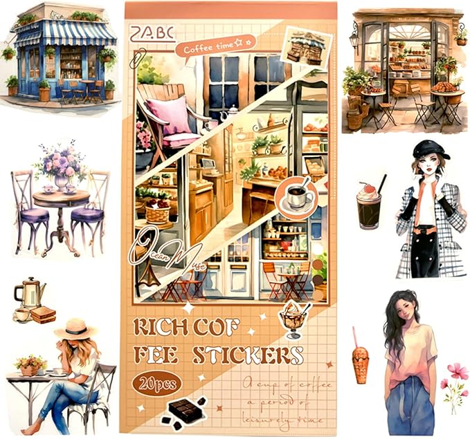 Aesthetic Journaling Sticker Books for Adults - Pre-Cut Scrapbook Stickers Vintage 20 Sheets Junk Journal Supplies Watercolor Scrapbooking Stickers Planner Cottagecore Decorative DIY Arts Craft Making