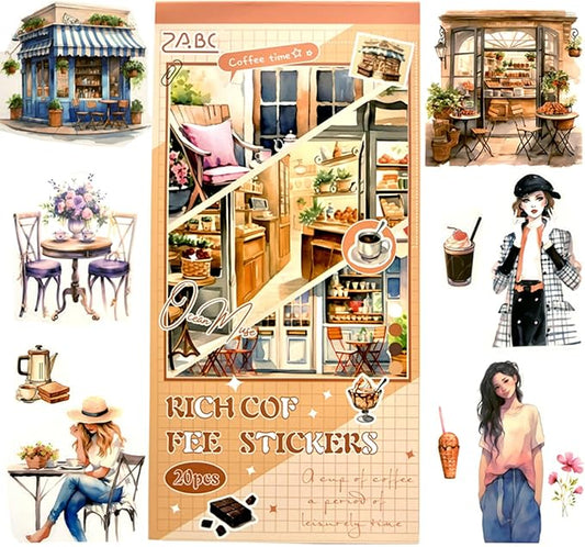 Aesthetic Journaling Sticker Books for Adults - Pre-Cut Scrapbook Stickers Vintage 20 Sheets Junk Journal Supplies Watercolor Scrapbooking Stickers Planner Cottagecore Decorative DIY Arts Craft Making