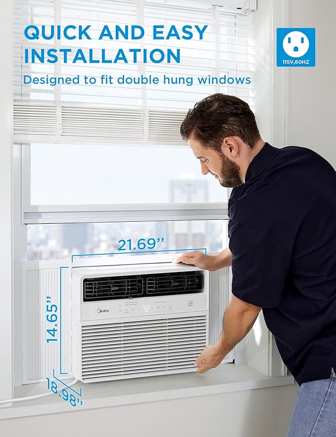 Midea 12,000 BTU Smart Inverter Window Air Conditioner with APP, Alexa Control, 115V AC Unit Cools up to 550 Sq. Ft, Quiet Operation, Energy Saving, Remote & Easy Installation Kit, White