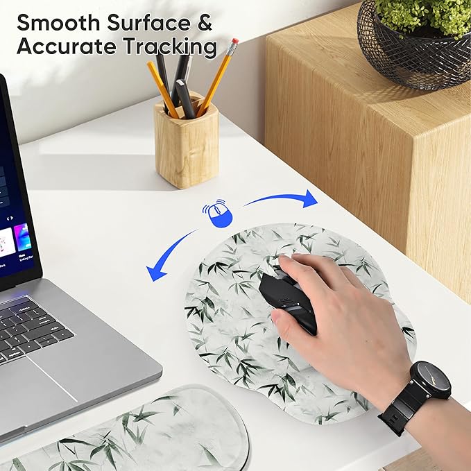 RICHEN 3 PCS Computer Mouse Pads for Desk with Coaster Set, Non-Slip Keyboard Wrist Rest and Mouse Pad Set, Ergonomic Design(YKMWR-56)