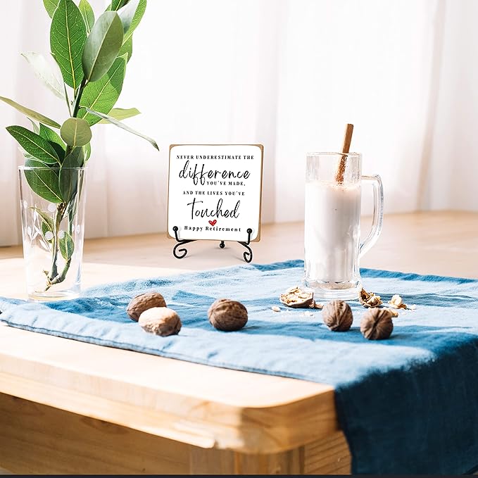 Home Office Desk Decor Wood Plaque with Stand, Coworker Gifts For Women Men Retirement Going Away Gift -A09