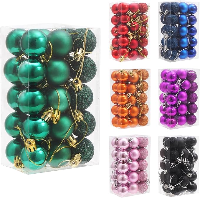 30ct Christmas Decorations Ball Ornaments, 1.18" Shatterproof Tree Decorations, Perfect Hanging Ball for Indoor/Outdoor St. Patrick's Day Holiday Party Decor (Deep Green)