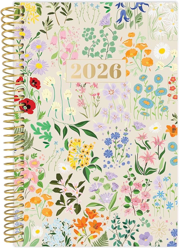 bloom daily planners 2026 Pocket Planner - 4” x 6” - (January 2026 - December 2026) - MINI Weekly/Monthly Agenda Organizer & Calendar Book - Garden Party, Beige