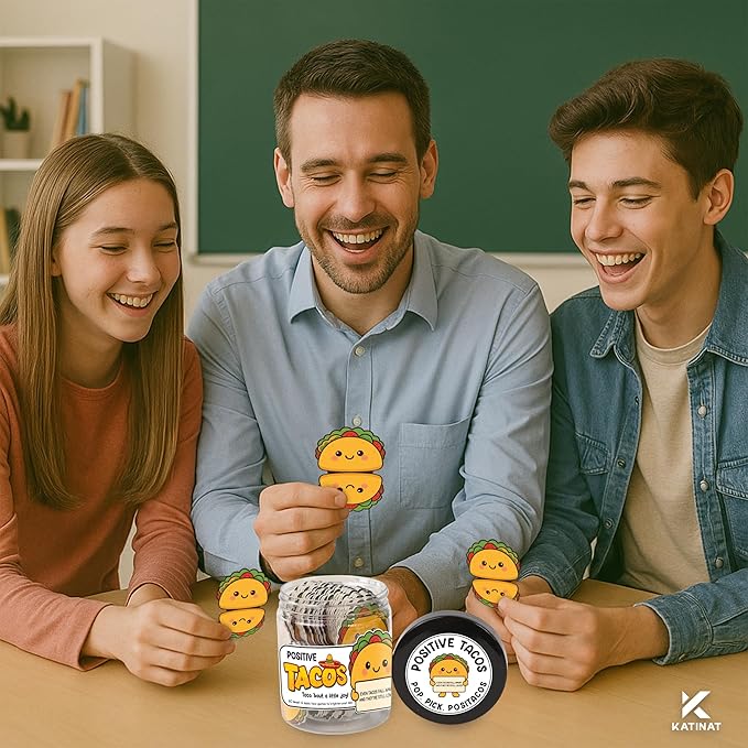 Positive Taco Birthday Christmas Gifts for Women Men Thanksgiving Basket Stocking Stuffers Teen Girls Son Mom Dad Daughter Sister Friend Coworkers Teachers Relaxation Gift Desk Decor Emotional Support