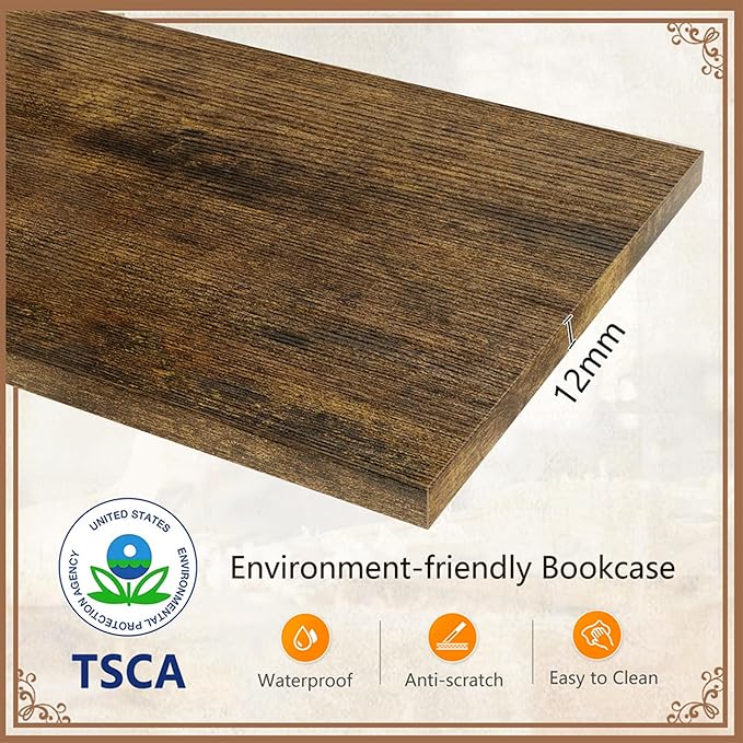 Tajsoon Tree Bookshelf 3 Tier Book Shelves Storage Organizer, Desktop Bookshelf Floor Standing Bookcase Display for Magazine/Books, Small Tree Bookshelf for Bedroom, Living Room Office, Rustic Brown