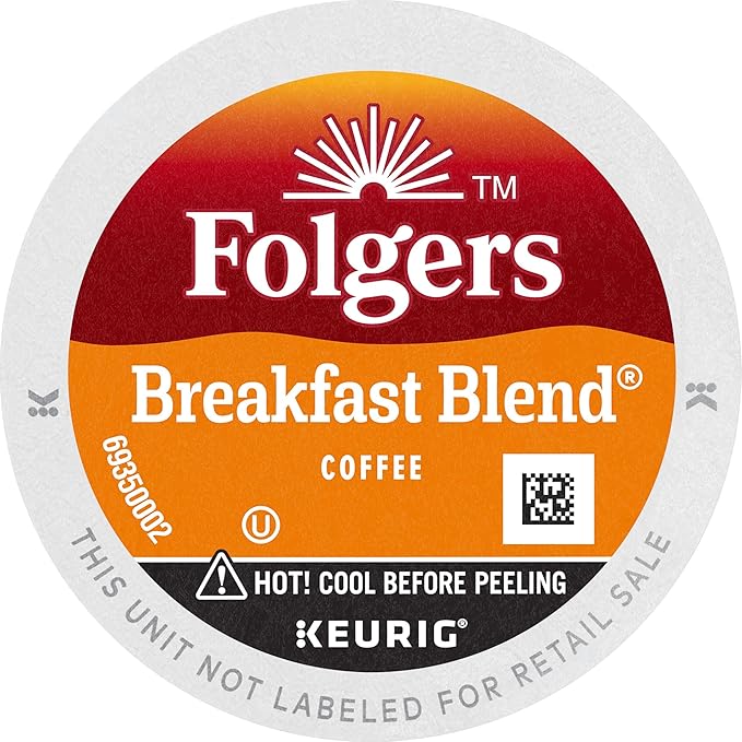 Folgers Breakfast Blend Mild Roast Coffee, 72 Keurig K-Cup Pods