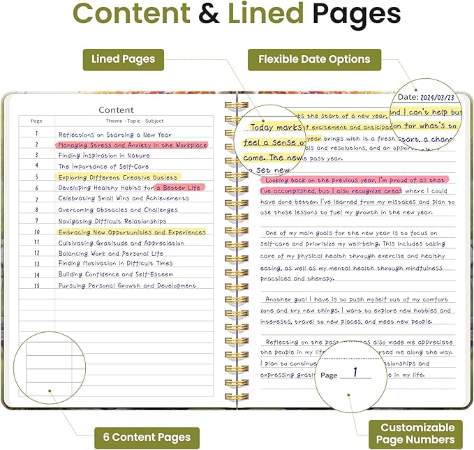 Lined Spiral Journal Notebook for Women, Cute A5 College Ruled Hardcover Notebook for Work & Note Taking, Aesthetic Pretty Journal for Writing, 140 Pages, Autumn Creek