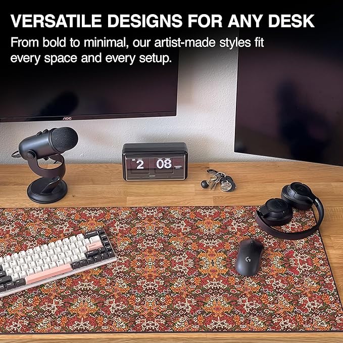 MPCO. Arabic Textiles Large Gaming Desk Pad - 36" x 17" Duraglyde Fabric Goldenrod Desk Mats - Non-Slip, Washable, Smooth Glide for Precision Gaming & Work