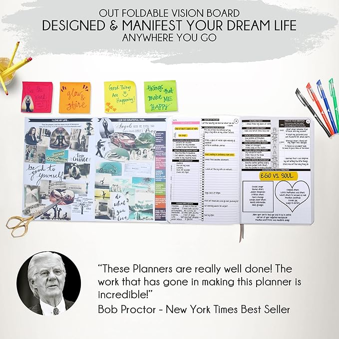 Guided Journal - Gratitude & Mental Health Journal for 5 Minute Daily | 90-Day Undated Planner for Positivity & Manifestation | Guided Mindfulness, Self Care & Reflection | Vision Board + Stickers