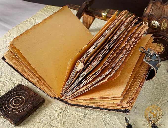 Blank Spell Book Of Shadows Journal With Lock Clasp Prop Vintage Handmade Leather Diary Embossed Prayer Pagan Antique Witchcraft Supplies Wiccan Notebook Daily Witch Gifts Mystic Greek Mythology Goddess (10x7)