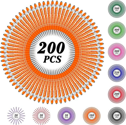 Max 500 Pcs Personalized Pens Bulk, Custom Pens with Free Engraving, Customized Stylus Tip Ballpoint Pen with Your Name Massage Text for School Office Business Graduation Anniversaries-200 Packs