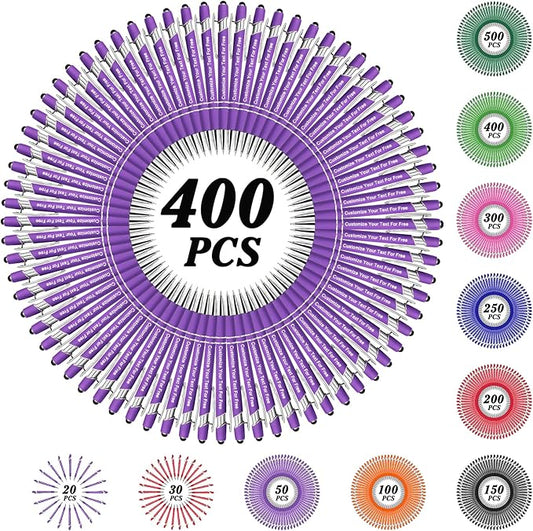Max 500 Pcs Personalized Pens Bulk, Custom Pens with Free Engraving, Customized Stylus Tip Ballpoint Pen with Your Name Massage Text for School Office Business Graduation Anniversaries-400 Packs