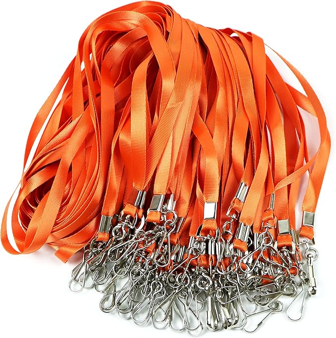 Beebel ID Badge Holder Lanyards with Waterproof Badge Card Bulk Lanyard for Name Tags Holders(Orange)
