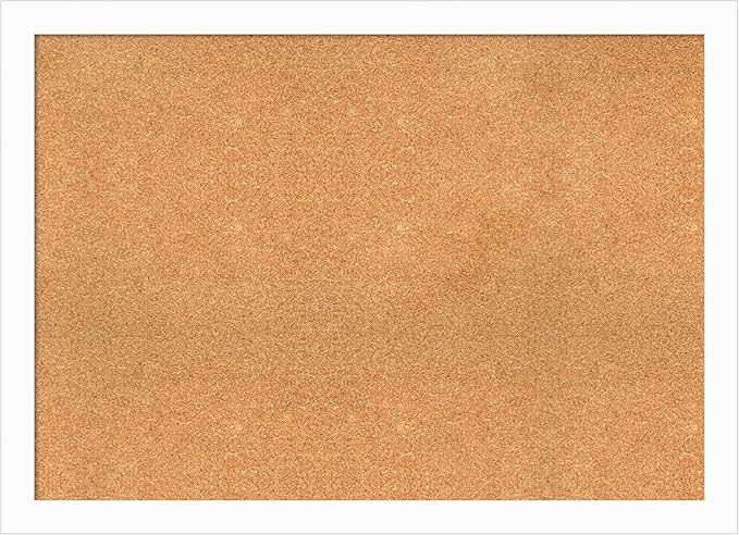 Amanti Art Natural Cork Board for Wall, 31x43 Vision Board with White Frame, X-Large Corkboard Office Decor for Home Organization, Casual Corkboard Pinboard to Display Items for Home Organization in