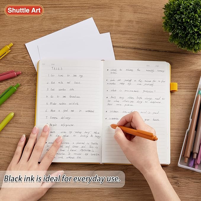 Shuttle Art Ballpoint Pens, 15 Pack Vintage Retractable Black Ink Ball Point Pens, Cute Pens 1.0mm Medium Point Quick Drying for Writing Journaling Taking Notes School Office Home