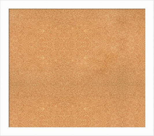 Amanti Art Natural Cork Board for Wall, 31x35 Vision Board with White Frame, Large Corkboard Office Decor for Home Organization, Casual Corkboard Pinboard to Display Items for Home Organization in
