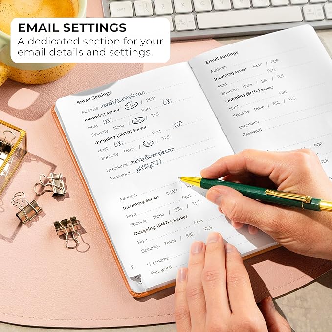 Clever Fox Password Book with alphabetical tabs. Internet Address Organizer Logbook. Medium Password Keeper for Website Logins (Orange)