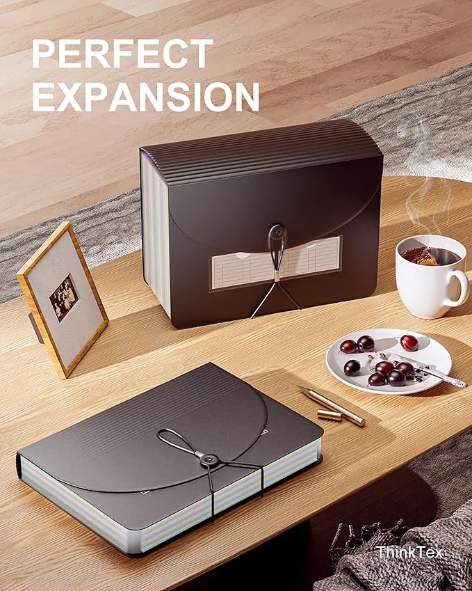 ThinkTex Accordion File Organizer, 26 Pockets Expanding File Folders, Monthly Bill Receipt Documents Organizer, Colorful Tabs, Letter/A4 Size for School, Home and Office, Classroom Must Haves