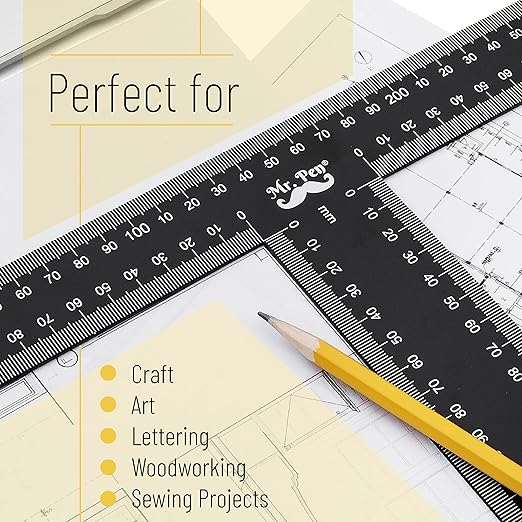 Mr. Pen - T Square, T Ruler, 12 inch Metal Ruler, T Square Ruler, Drafting Tools, Architect Ruler, Set Square, Drafting Ruler, Tsquare, Truler, Architectural Triangle, Tee Ruler, L Square, Scale Ruler