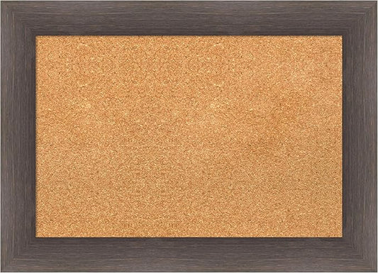 Amanti Art Natural Cork Board for Wall, 21x29 Vision Board with Brown Wood Frame, Medium Corkboard Office Decor for Home Organization, Country Rustic Corkboard Pinboard to Display Items for Home