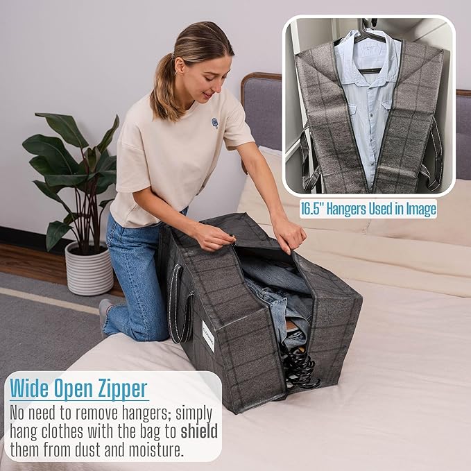 VENO 8 Pack Moving Bags w/Backpack Straps, Heavy Duty, Moving Boxes Alternative, Packing Supplies, Large Storage Totes for Dorm Room Essentials with Zipper for Clothes (Windowpane, 8 Pack)