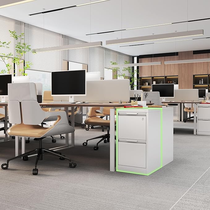 2-Drawer File Cabinet with Lock,Metal Vertical Filing Cabinets for Home Office,Under Desk File Cabinets for Letter/Legal/A4 Size Files,Easy Assemble