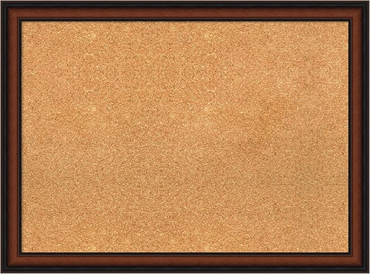 Amanti Art Natural Cork Board for Wall, 23x31 Vision Board with Brown Wood Frame, Medium Corkboard Office Decor for Home Organization, Traditional Corkboard Pinboard to display items for home